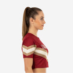 Short Sleeve Cheerleading Crop Top - Personalized Burgundy Jersey