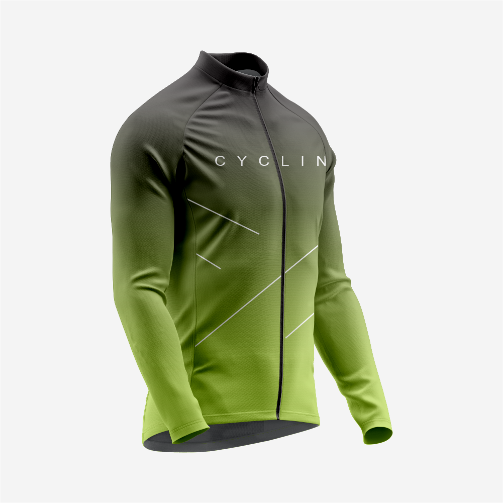 Men’s Olive Long Sleeve Cycling Jersey for Road Riders