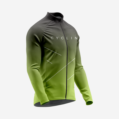 Men’s Olive Long Sleeve Cycling Jersey for Road Riders