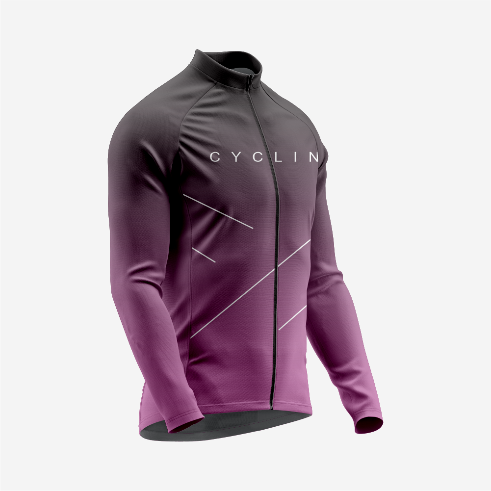 Men’s Long Sleeve Cycling Top and Bib Shorts Set - Dark Lavender