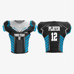 Custom American Football Uniform in Black/Bondi Blue - K2 Sportswear | Custom Sports Uniforms & Apparels - K2 Sportswear