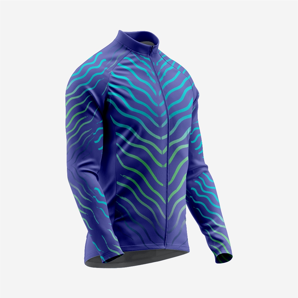 Blue Men’s Long Sleeve Cycling Jersey Durable Bicycle Jerseys Mens - K2 Sportswear | Custom Sports Uniforms & Apparels - K2 Sportswear