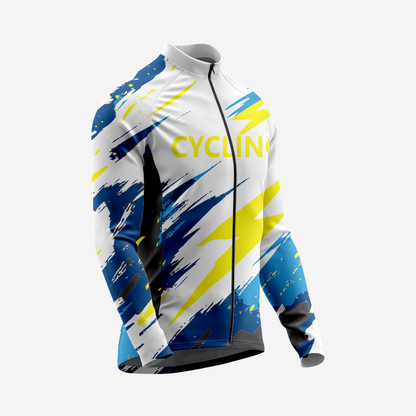 Men’s Long Sleeve Cycling Jersey and Bib Shorts Set - Light Gray