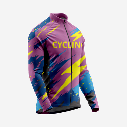 Men’s Long Sleeve Cycling Jersey and Bib Shorts Set - Palatinate Purple
