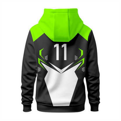 Basktetball Hoodie in Black & Bright Green RSBH-004