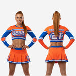 Long Sleeve Cheerleading Uniform Set - Custom Crop Top & Skirt for Youth & All-Star Teams