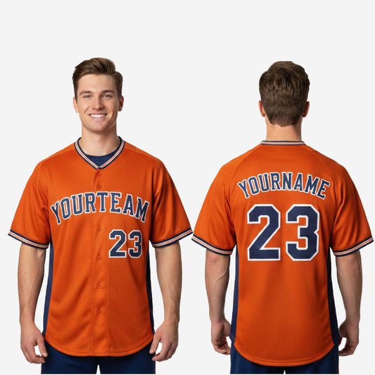 Personalized Baseball Jersey in Orange - Custom Team Name Number Sublimated Baseball Shirt