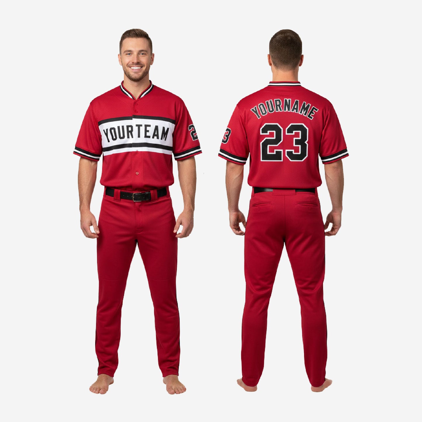 Personalized Baseball Team Uniform - Custom Jersey & Pants Set in Vivid Burgundy