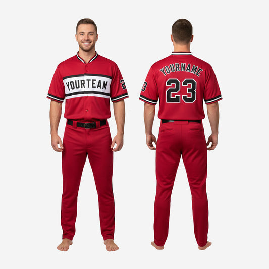 Personalized Baseball Team Uniform - Custom Jersey & Pants Set in Vivid Burgundy