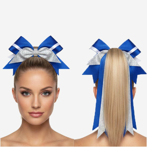 Personalized Blue Cheer Bow - Custom Team Colors Hair Bow