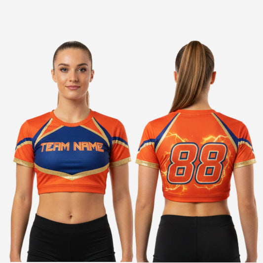 Custom Printed Cheerleading Crop Top - School Spirit Team Name Apparel