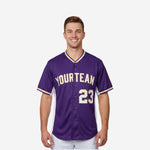 Personalized Baseball Jersey in Purple - Custom Team Name Number Sublimated Baseball Shirt