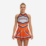 Custom Cheerleading Uniform Dress - Orange Chevron Sleeveless Design