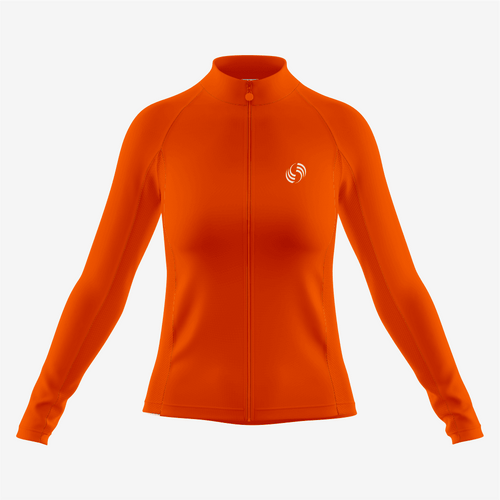 Pro-Level Women's Long Sleeve Bicycle Jersey in Orange - K2 Sportswear | Custom Sports Uniforms & Apparels - K2 Sportswear