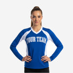 Custom Sublimated Cheerleading Shell - Blue Long Sleeve Athletic Top