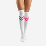 Custom Cheerleading Socks - Knee High Socks with Striped Cuff Team Colors
