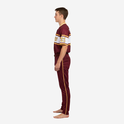 Custom Youth Baseball Uniform Set - V-Neck Jersey & Pants Sublimated in Wine Red