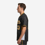Custom Baseball Jersey in Black - Pinstripe Full Button Jersey Team Name & Number