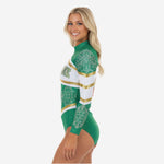 Custom Cheerleading Bodysuit - Green Long Sleeve Uniform