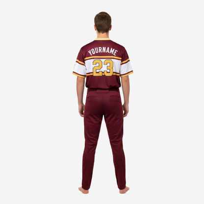 Custom Youth Baseball Uniform Set - V-Neck Jersey & Pants Sublimated in Wine Red