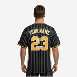 Custom Baseball Jersey in Black - Pinstripe Full Button Jersey Team Name & Number