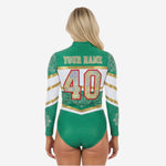 Custom Cheerleading Bodysuit - Green Long Sleeve Uniform