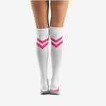 Custom Cheerleading Socks - Knee High Socks with Striped Cuff Team Colors
