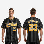 Custom Baseball Jersey in Black - Pinstripe Full Button Jersey Team Name & Number