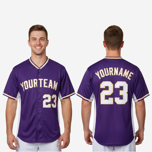 Personalized Baseball Jersey in Purple - Custom Team Name Number Sublimated Baseball Shirt