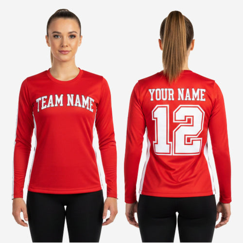 Youth & Adult Long Sleeve Cheer Top - Personalized Red Team Uniform
