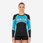 Custom Printed Cheer Practice Jersey - Black & Ball Blue Long Sleeve Shell