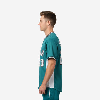Custom Baseball Jersey in Cyan - Youth & Adult Full Button Team Name Number Jersey