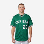 Custom Baseball Jersey in Green - Full Button Baseball Jersey Team Name & Number