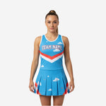 Custom Cheerleading Uniform Dress - Bright Blue Chevron Sleeveless Design