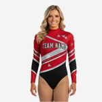 Custom Cheerleading Uniform Bodysuit - Red Black Sublimation Print
