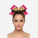 Custom Cheerleading Hair Bow in Pink Gold - Cheer Bow with Streamers