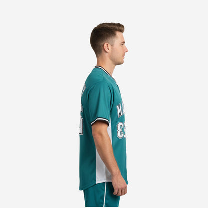Custom Baseball Jersey in Cyan - Youth & Adult Full Button Team Name Number Jersey