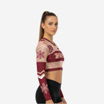Custom Sublimated Cheerleading Crop Top - Dark Maroon Team Uniform