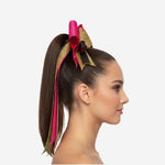 Custom Cheerleading Hair Bow in Pink Gold - Cheer Bow with Streamers