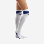 Custom Cheerleading Socks - Knee High Socks with Striped Cuff Team Colors