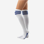 Custom Cheerleading Socks - Knee High Socks with Striped Cuff Team Colors