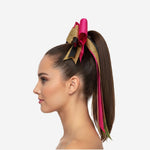 Custom Cheerleading Hair Bow in Pink Gold - Cheer Bow with Streamers