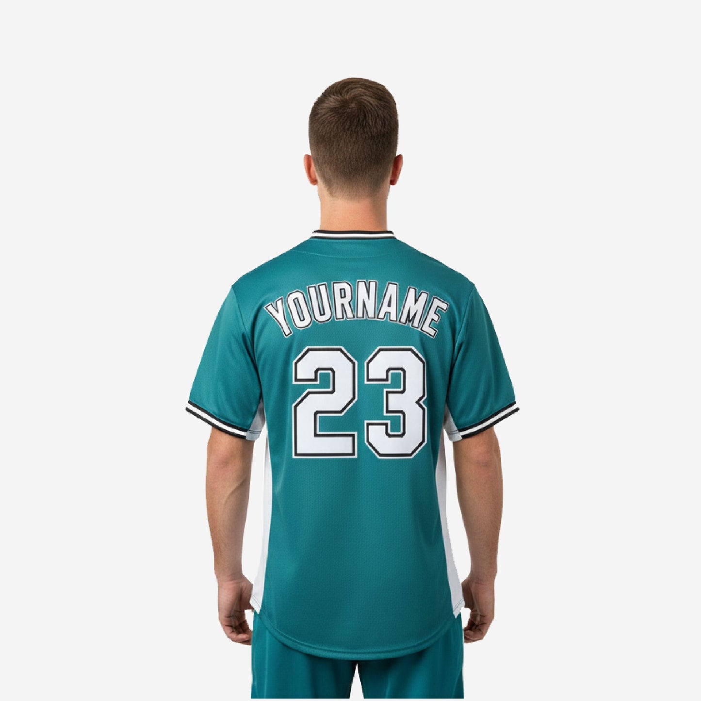 Custom Baseball Jersey in Cyan - Youth & Adult Full Button Team Name Number Jersey
