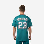 Custom Baseball Jersey in Cyan - Youth & Adult Full Button Team Name Number Jersey