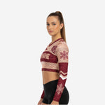 Custom Sublimated Cheerleading Crop Top - Dark Maroon Team Uniform