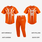 Custom Softball Full Button Jersey in Orange - K2 Sportswear | Custom Sports Uniforms & Apparels - K2 Sportswear