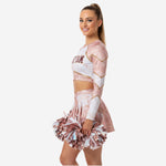 Custom Cheerleading Uniform Set - Long Sleeve Crop Top & Skirt Team Name Design