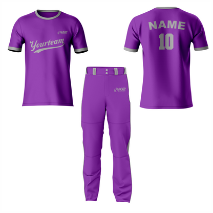 Purple Baseball Jersey with Custom Name and Number