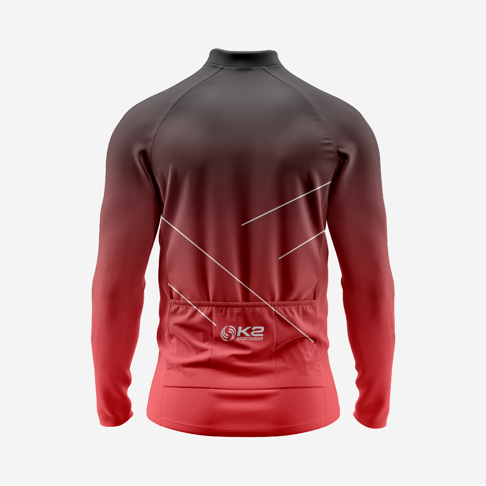 Men’s Red Long Sleeve Cycling Jersey for Road Riders