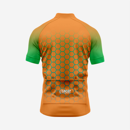 Men's Hexagon Pattern Brown Cycling Jersey | Short Sleeve Performance Bike Shirt